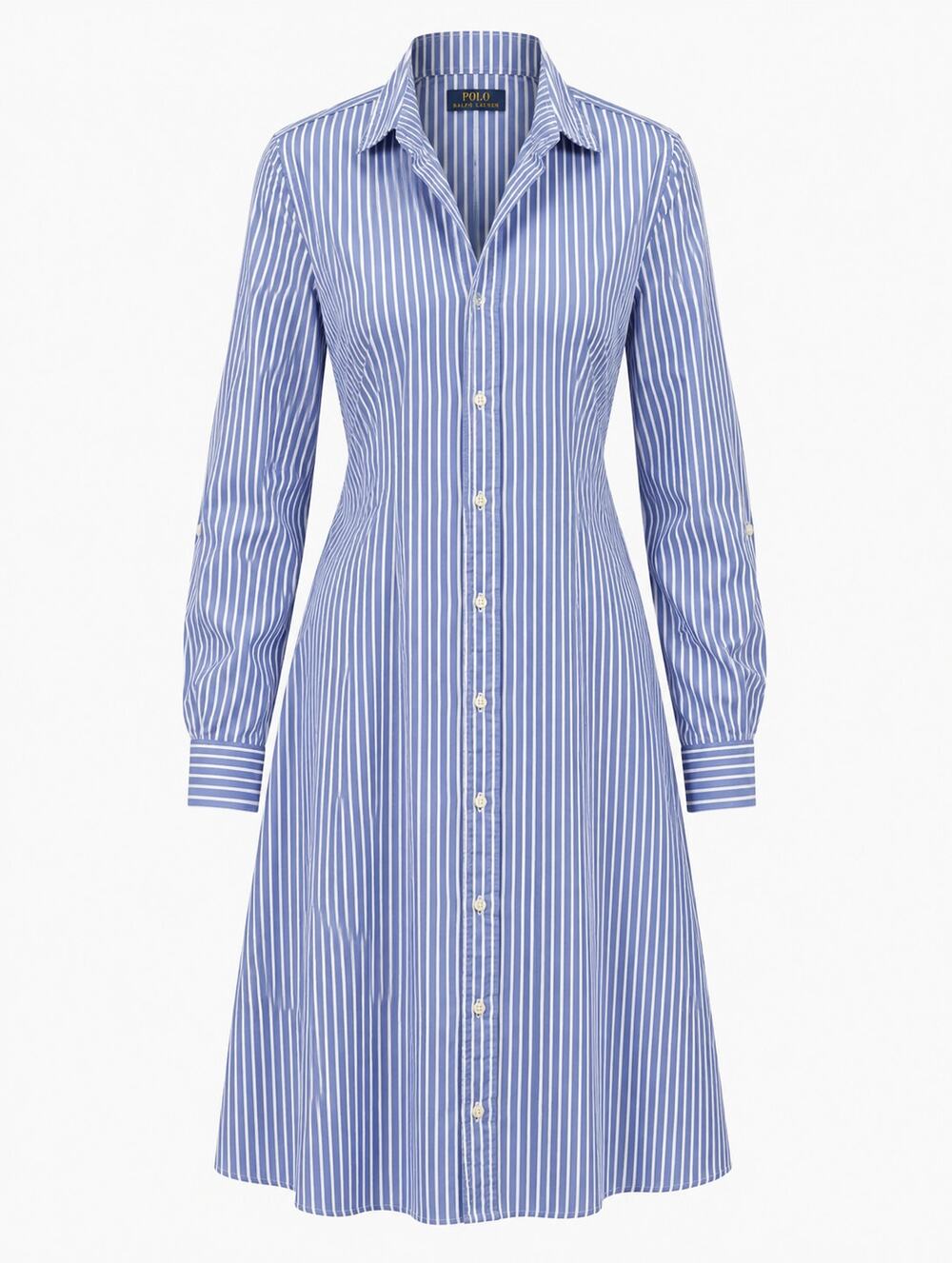 Polo Ralph Lauren Blue White Striped Shirt Dress Cotton Size 12